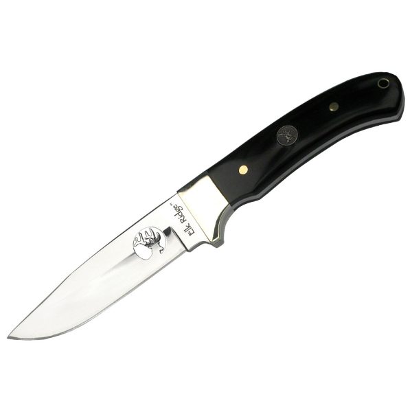 Elk Ridge FB Laser cut Deer Blk Leather Sheath Blade 10cm