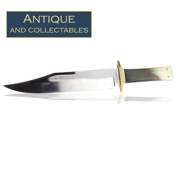 P Henry & Son Bowie Knife with buffalo handle - 22cm blade