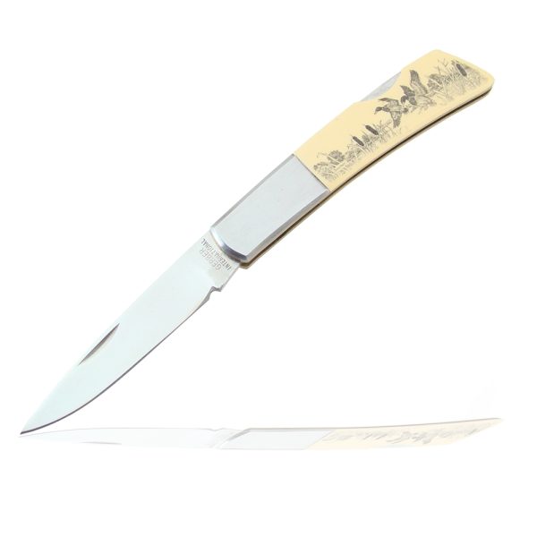 Gerber Lockback with Scrimshaw Ducks 7618