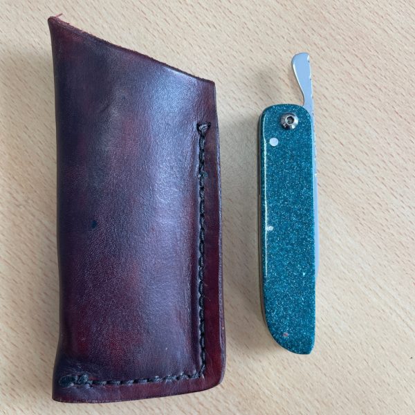 Mick Wardell Friction Folding Pocket Knife with Green Corian Handle - Image 2