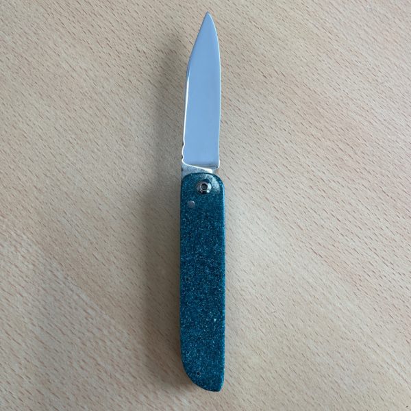 Mick Wardell Friction Folding Pocket Knife with Green Corian Handle - Image 3
