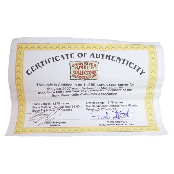 Bark River BRKCA 2007 Club Knife with Certificate 1 of 50 - 12.5cm Blade - Image 5