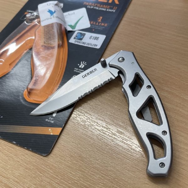 Gerber Paraframe II Pocket Knife Serrated Edge - 9cm Blade - Open Pack - Image 3