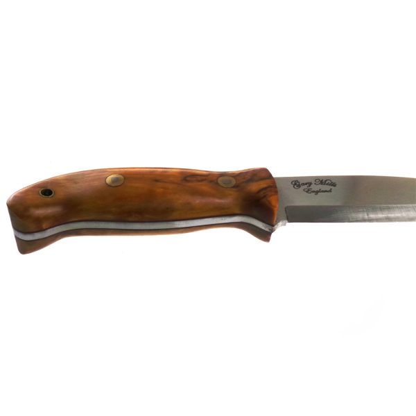 GM Handmade Timberwolf Bushcraft Knife - 01 & Firesteel Edition - English Yew Handle - Leather Firesteel Sheath