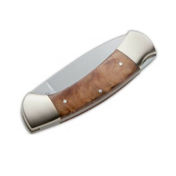 Boker 3000 Folding Drop Point with Brown Canvas Micarta Handles - Image 2