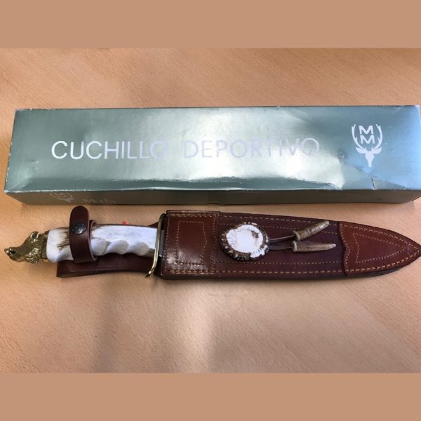 Muela Cortijero Bowie Knife with dress leather sheath embellished with Antler - Image 2