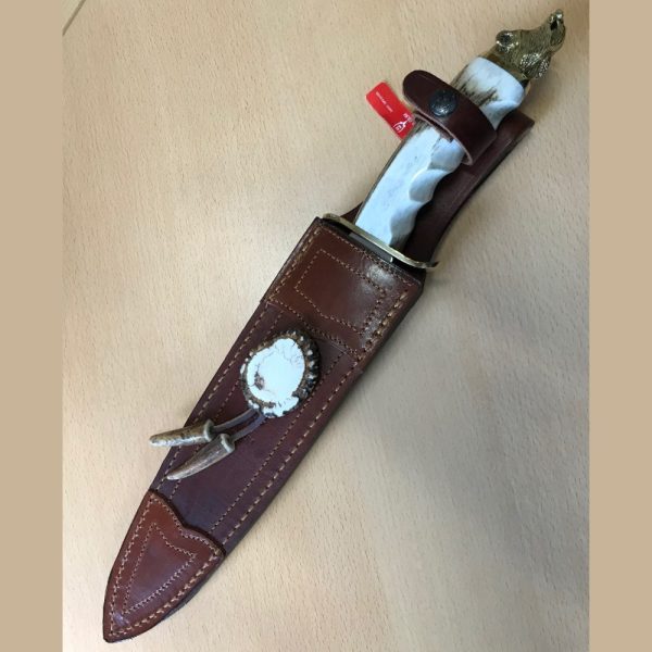 Muela Cortijero Bowie Knife with dress leather sheath embellished with Antler - Image 4