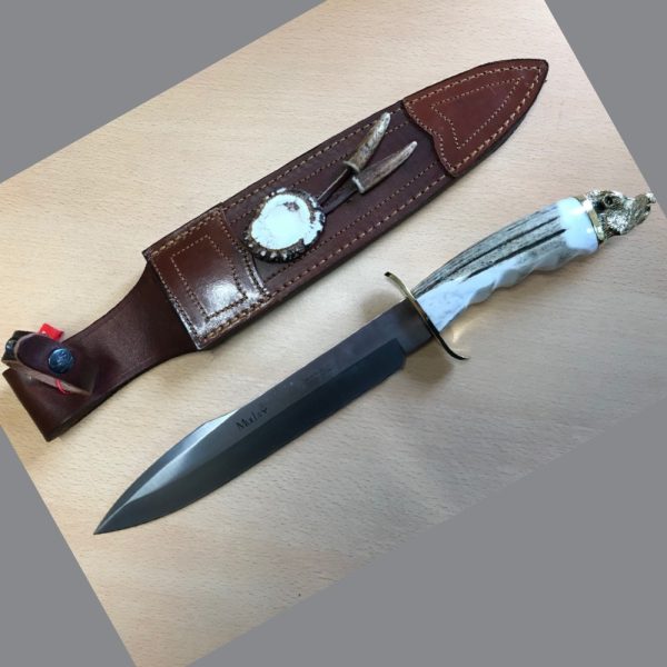 Muela Cortijero Bowie Knife with dress leather sheath embellished with Antler - Image 3