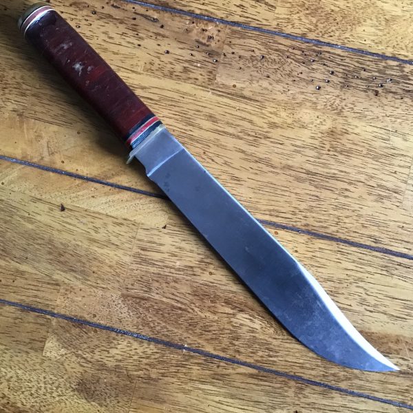 USA Ontario Knife Tru-Edge Bowie with Stacked Leather Handle - no sheath - Image 2