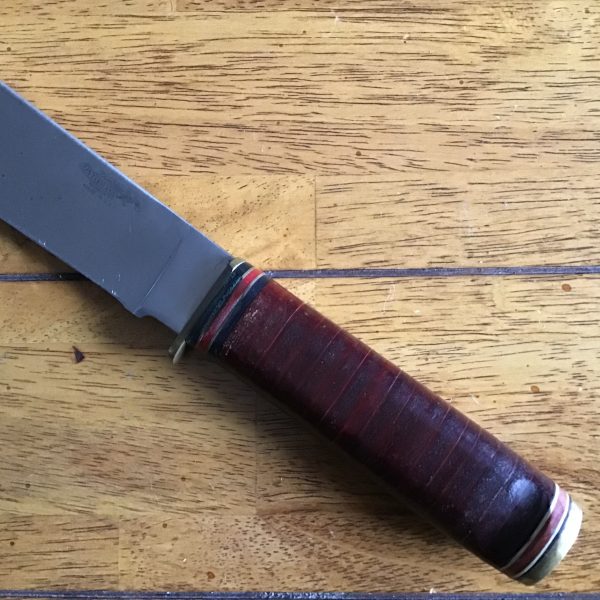 USA Ontario Knife Tru-Edge Bowie with Stacked Leather Handle - no sheath - Image 5