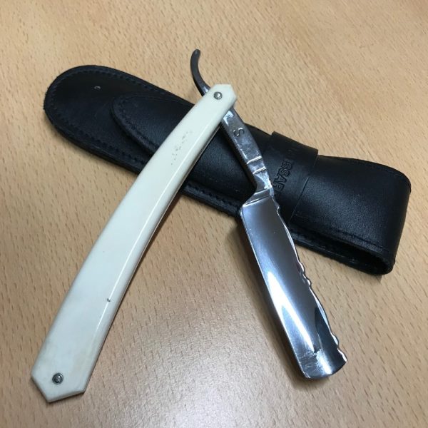 Thiers Issard Hollow Ground Razor with Bone Handle and leather pouch | SportingCutlery.co.uk