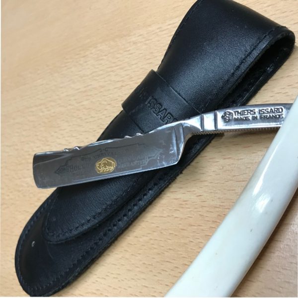 Thiers Issard Hollow Ground Razor with Bone Handle and leather pouch | SportingCutlery.co.uk