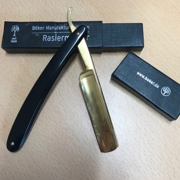 H. Boker & Co Tree Brand Straight Razor -WALDORF - 24carat Gold Plated | www.sportingcutlery.co.uk
