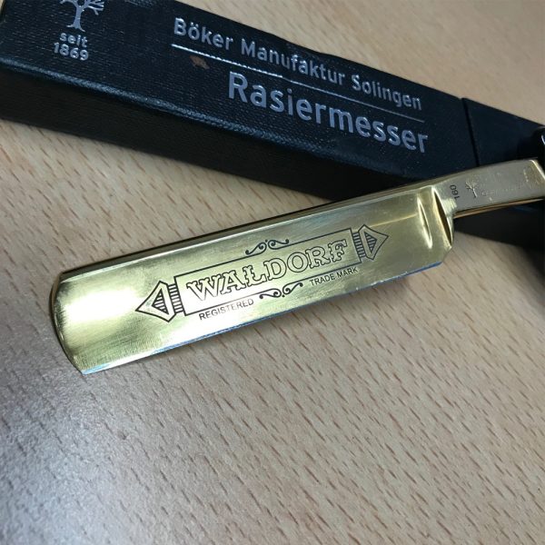H. Boker & Co Tree Brand Straight Razor -WALDORF - 24carat Gold Plated | www.sportingcutlery.co.uk
