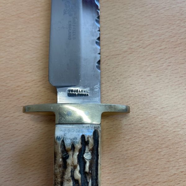 Stuart Truelove Bowie Knife with a Stag Antler Handle - No Sheath | SportingCutlery.co.uk