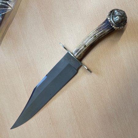 R Middleton & Sons Bowie - Antler Handle and Brass Buffalo Pommel | SportingCutlery.co.uk