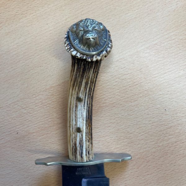 R Middleton & Sons Bowie - Antler Handle and Brass Buffalo Pommel | SportingCutlery.co.uk