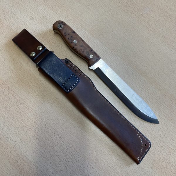 ERK Handmade Bushcraft Knife Scandi Grind Blade and Leather Friction Sheath | SportingCutlery.co.uk