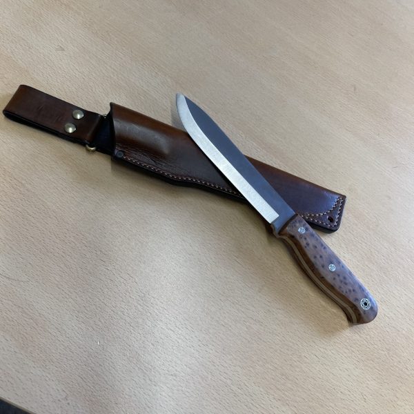 ERK Handmade Bushcraft Knife Scandi Grind Blade and Leather Friction Sheath | SportingCutlery.co.uk