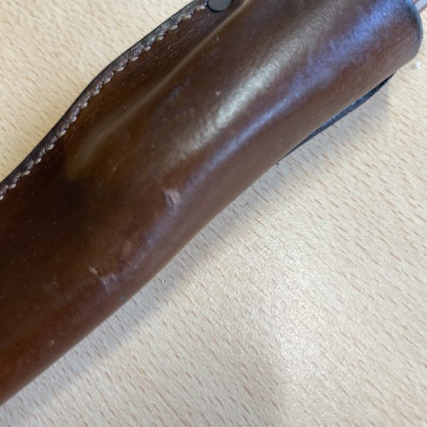 ERK Skinner Handmade Bushcraft Knife Scandi Grind Blade bespoke pins and Leather Friction Sheath - Image 7