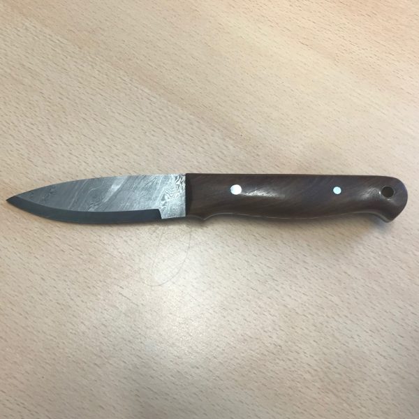 Custom Handmade Leaping Salmon Bushcraft Knife in Damascus Steel - Image 2