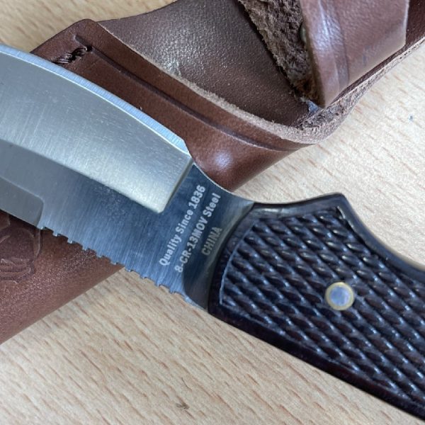 Colt Ridge Runner Full Tang Skinner with Wood Handle and Leather Sheath - Image 2