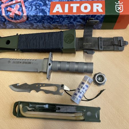 AITOR Jungle King I - Satin Blade -  Polyamide Sheath and Survival Kit - AI16015