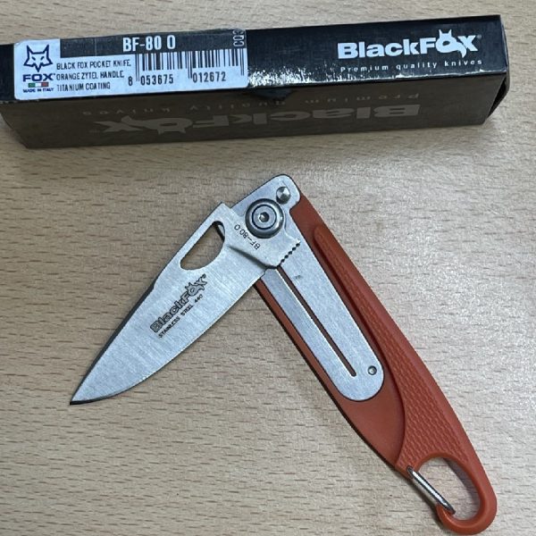 Black Fox Folding Pocket Knife BF-80 Orange Zytel Handle - Image 5