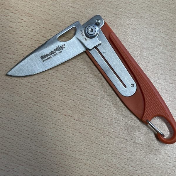 Black Fox Folding Pocket Knife BF-80 Orange Zytel Handle - Image 6