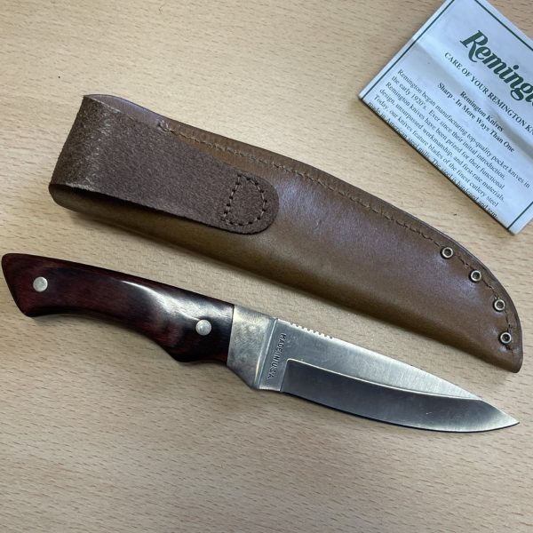 Remington UMC Drop Point Fixed Blade with Leather Sheath - Made in the USA - Image 3