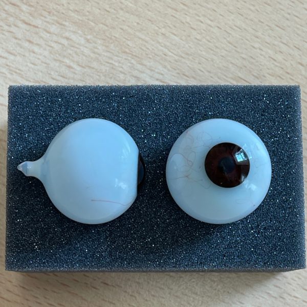 Glass Human, Doll, Mannequin Eyes 28mm Dark Brown with Veins x 1 Pair - Image 2