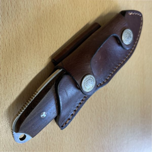 Boker El Heroe - Guyacan Wood Onlays - Brown Leather Sheath - Image 6