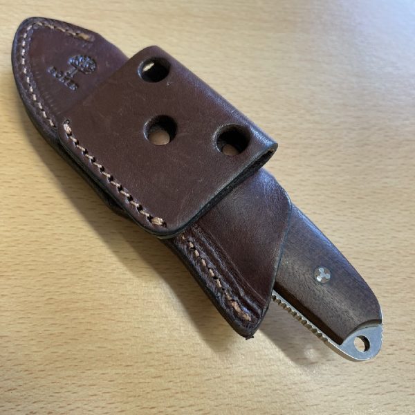 Boker El Heroe - Guyacan Wood Onlays - Brown Leather Sheath - Image 5