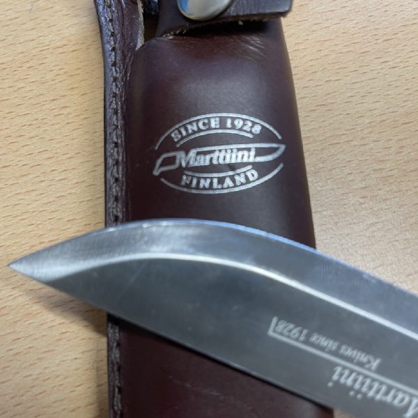 Marttiini Full Tang Hunter with Birch Scales and Scandi Style Leather Sheath - Image 5