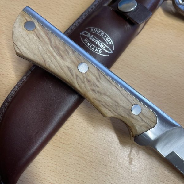 Marttiini Full Tang Hunter with Birch Scales and Scandi Style Leather Sheath - Image 3