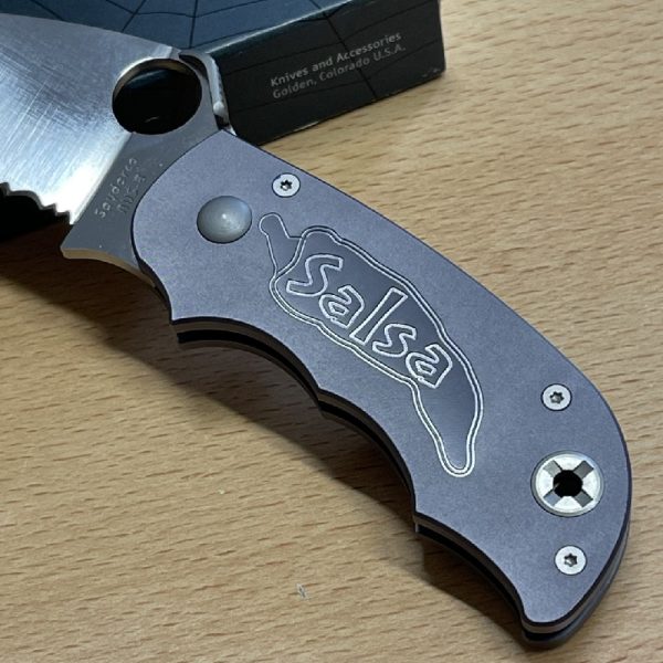 Spyderco Salsa - C71TN - Plain & Serrated Deep Blade - Chilli Pepper Laser Cut Handle - Image 3
