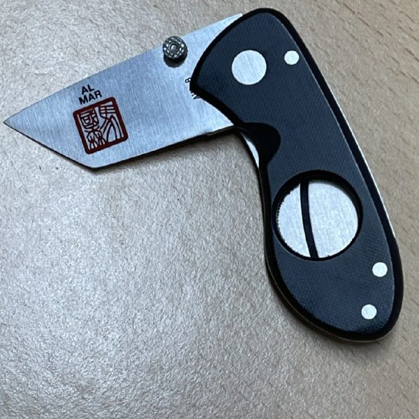 Al Mar Cigar Cutter - Black Micarta Chisel Grind - HCBM-1 - Image 4
