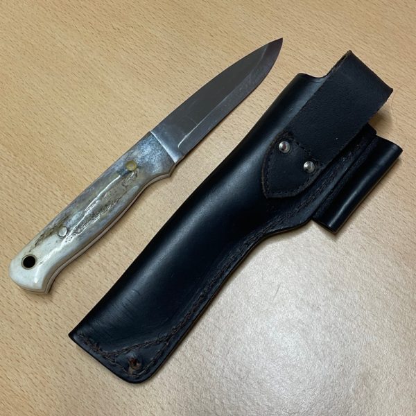 A Wright Bushcraft Knife with Antler Handle - Blade 10.5cm - Image 2