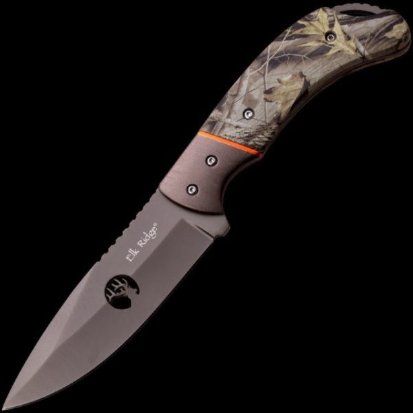 Elk Ridge Fixed Blade Laser Cut Deer Logo with Camo Handle