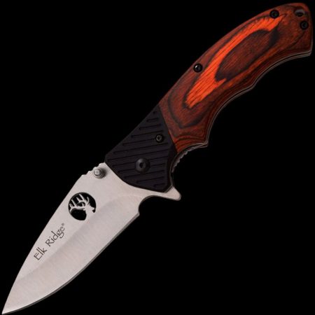 Elk Ridge Flippered Folding Knife with a combo Pakka-wood