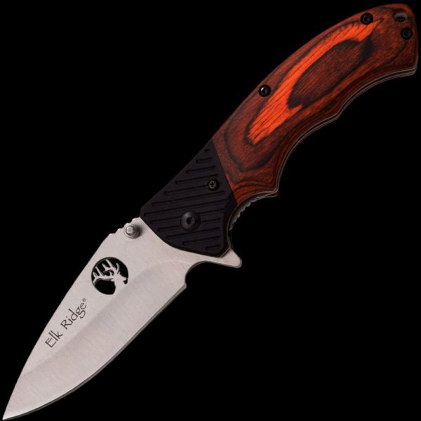 Elk Ridge Flippered Folding Knife with a combo Pakka-wood