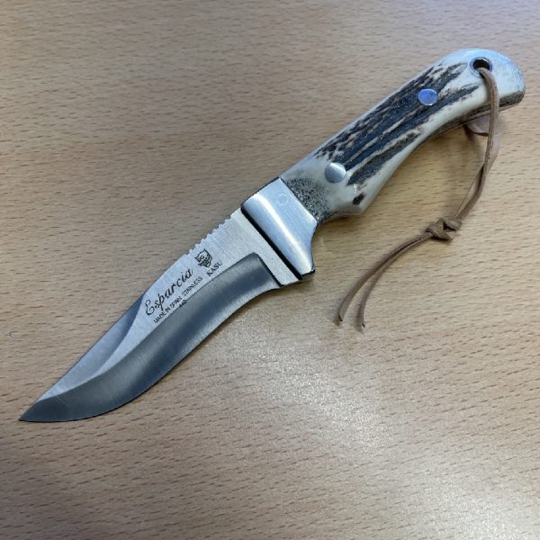 Esparcia Kasu Hunting Knife - Antler Handle - Leather Sheath - Image 5