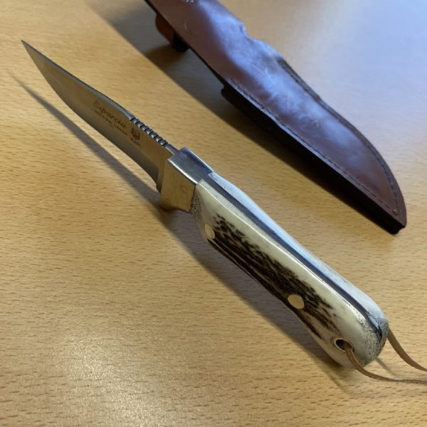 Esparcia Kasu Hunting Knife - Antler Handle - Leather Sheath - Image 6