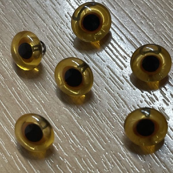Pack of 3 Pairs Light Topaz Teddy Bear Glass Eyes 10mm