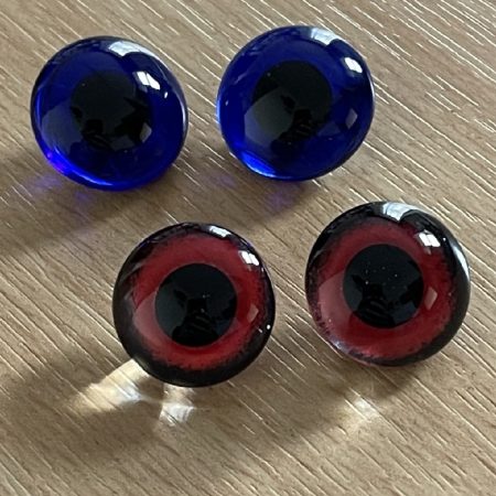 Pack of 2 Pairs Red/Blue Teddy Bear Glass Eyes 18mm