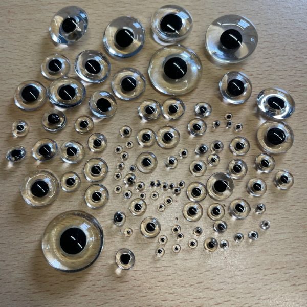 Crystal Glass Eyes with a black pupil. Approx. 90 eyes - Retail Value £60+
