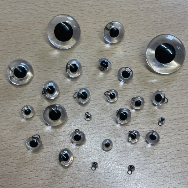 Crystal Glass Eyes with a black pupil on a loop - 25 eyes - Retail Value £50+