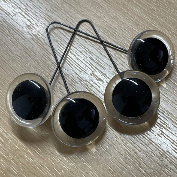 Crystal Eyes with a Large Black Pupil. Two pairs 24mm - on wire