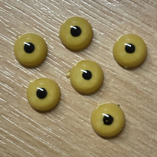 Pack of 3 pairs Yellow Round Pupil Dome Shape Acrylic Eyes 8mm