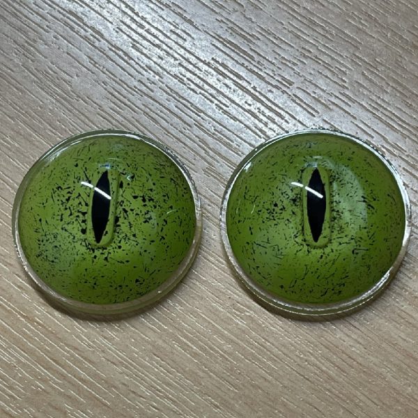Extra Large - Glass Reptile or Dinosaur Eyes 34mm Green  x 1 Pair - Image 3